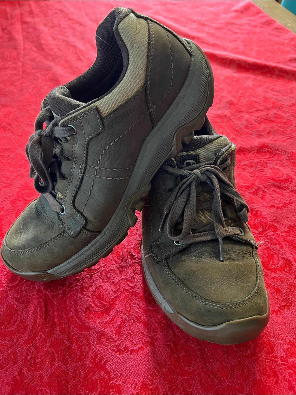 Merrell Men’s 9 Brown Leather Walking Hiking Shoes J16727 Lace Up
